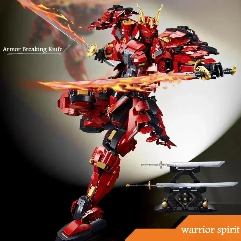 923PCS Flame War Warrior Mecha Building Blocks Armored Mech Movable Joints Figure Model Bricks Desktop Display Kids DIY Toy Gift