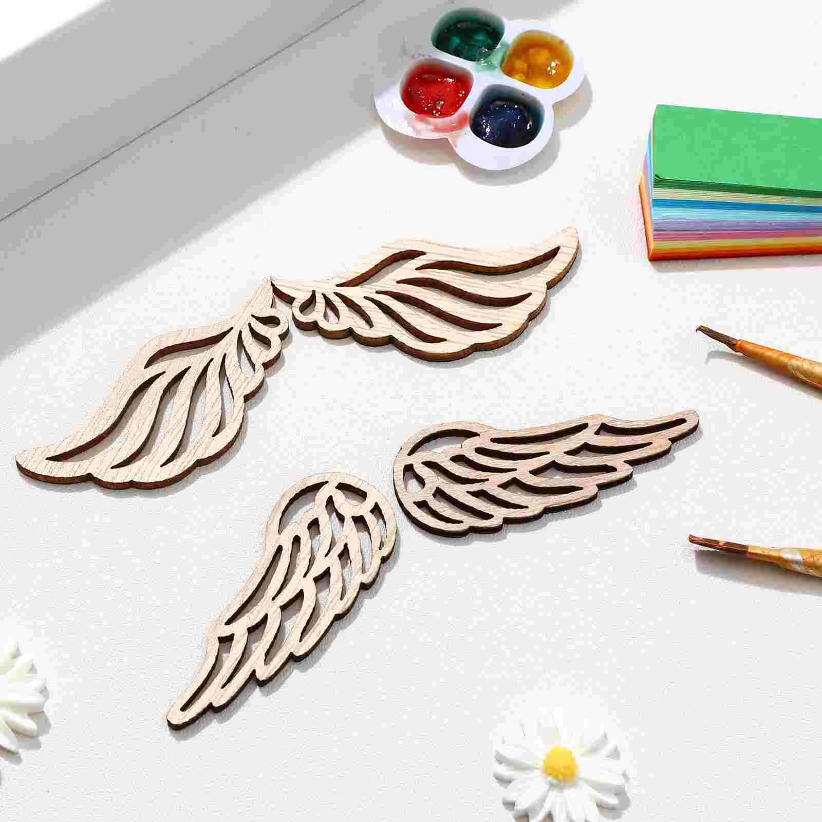 

80 Pcs Wood Chips Baby Crafts for Girls Angel Wings Supplies Wooden Embellishments Slices