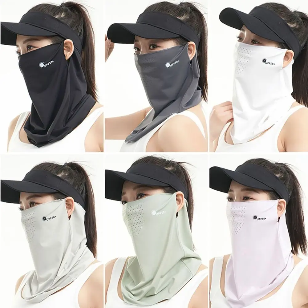 Breathable Sunscreen Face Veil Ice Silk Face Mask Sun Protection Neckline Face Cover Summer Cycling Hiking