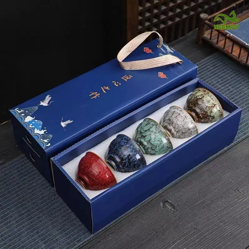 Ceramic Kung Fu Tea Set Five Elements Cup Chinese Master Cup Ceramic Mug Ceramic Teacup Tea Bowl Set Household Gift