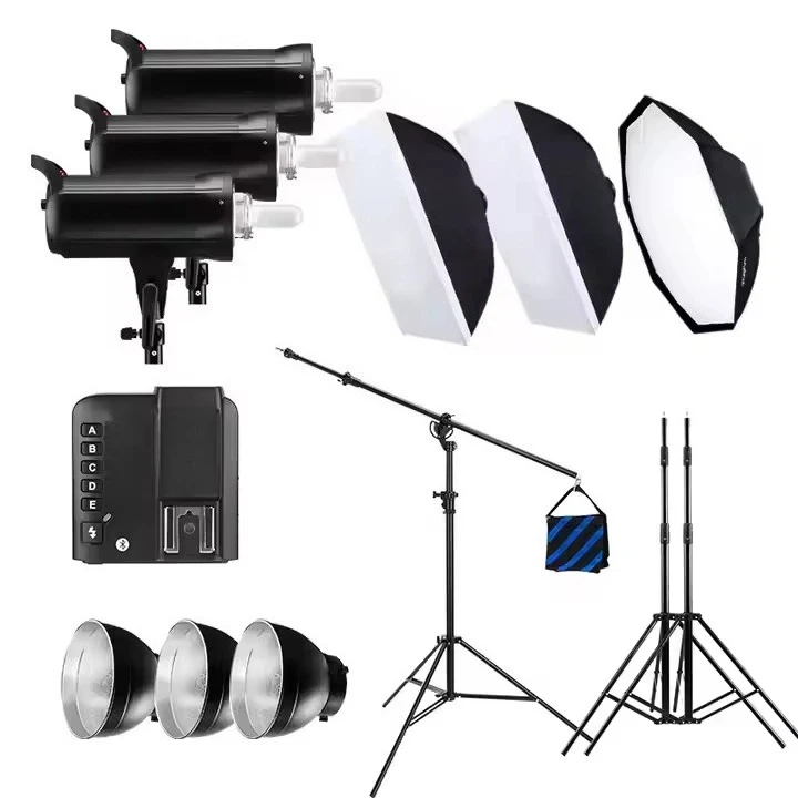 SK400II 400W * 3 Professional Photography Studio Flash Photography Studio Accessories Speedometer Lighting Strobe Kit