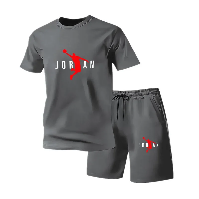 Summer Fashion Trendy Casual Sports Two Piece Set Youth Men's Short Sleeve T-shirt Shorts Set Breathable Quick Dry Active Wear