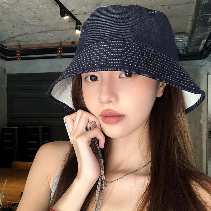 

Retro Cowboy Fisherman's Hat Hundreds Double-sided Wear Sun Shading Sunscreen Hat Female Apparent Face Small Bucket Hat Face