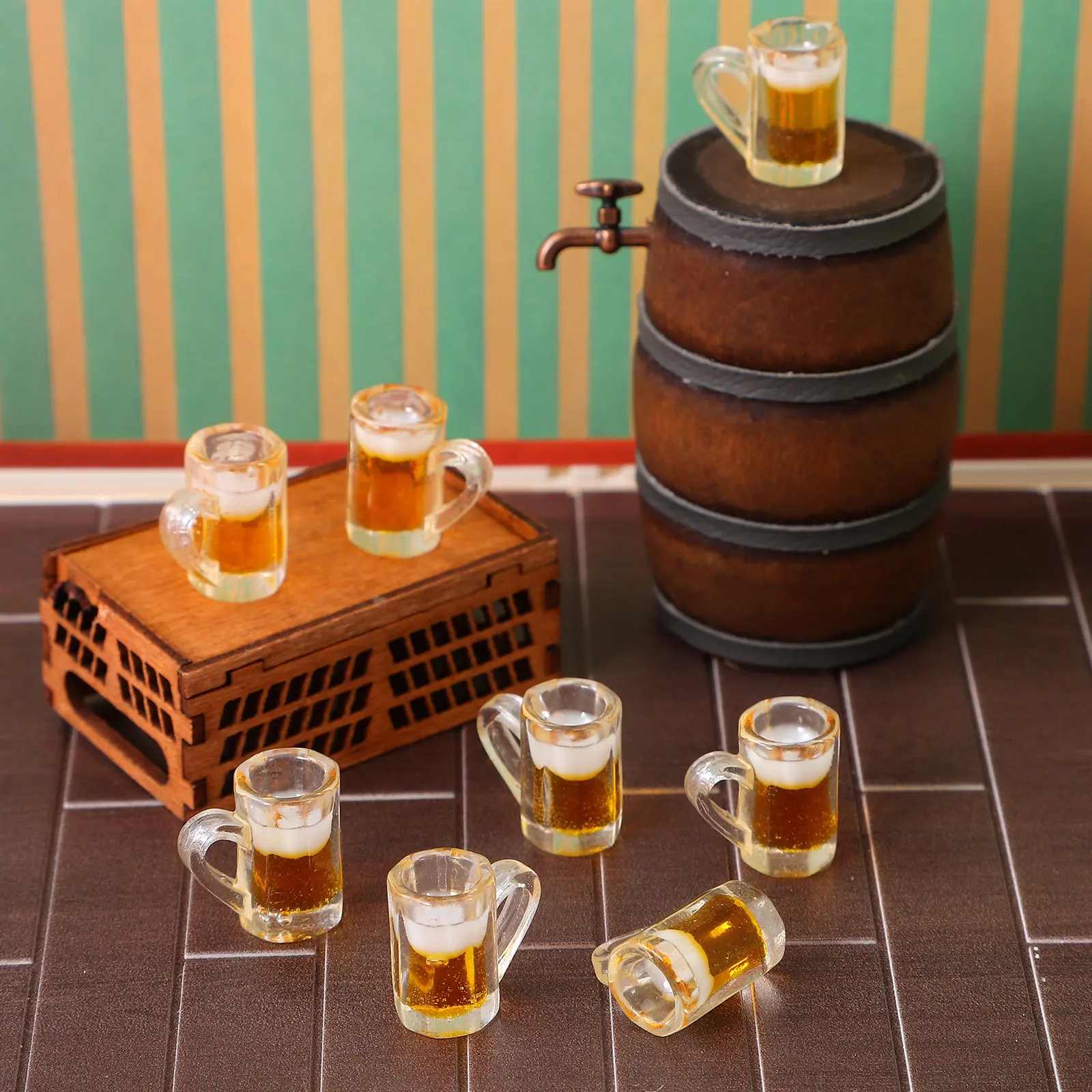 

20Pcs Miniature Beer Mugs Mini House Accessory Realistic Resin Decoration for Micro Landscape Desktop Photo Prop