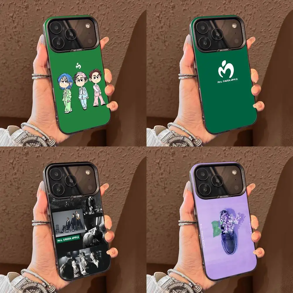 حافظة هاتف MGA M-Mrs GREEN APPLE Lilac لهاتف iPhone 17,16,15,14,13,12,11,Pro,Max,Plus,E,Air, Mini Black Tpu