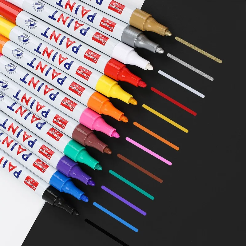 White Fast Dry Waterproof Oily Car Tire Paint Pen Permanent Artist Drawing Graffiti Marker Highlighter Office Supply Stationery