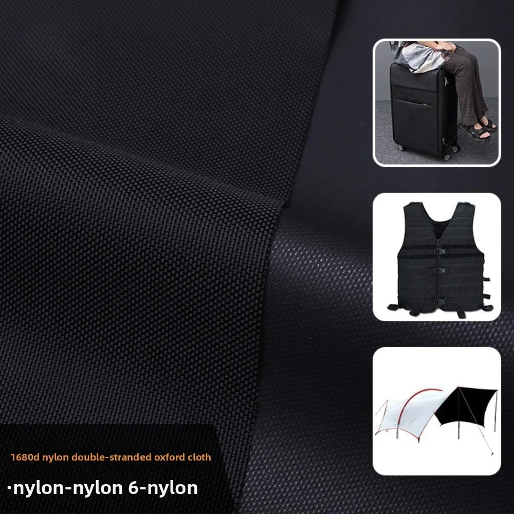 1680D Ballistic Nylon Fabric PU Coated Water Repellent Black Ripstop Waterproof Fabric 100x150cm for Bags Luggage Outdoor Gear