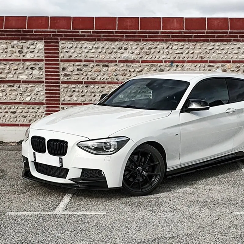 ل 2012-2014 BMW 1 سلسلة F20 F21 سيارة الجبهة حافة مصد السيارة الذقن المفسد الفاصل الأسود الكربون بوديكيت الخارجي ضبط الملحقات
