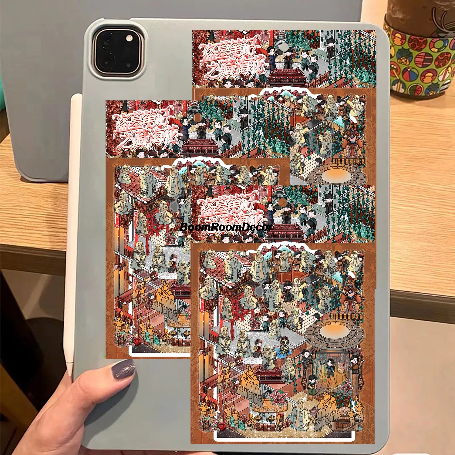 4 قطعة زهور البحر المخفية في قبر السرقة ملاحظات ملصق الكتابة على الجدران القرطاسية حقيبة الكمبيوتر المحمول الأمتعة جدار المناظر الطبيعية ملصق #4