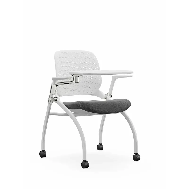 Foldable Conference Chair with Writing Pad Movable Rotating Design for Training Meeting Rooms