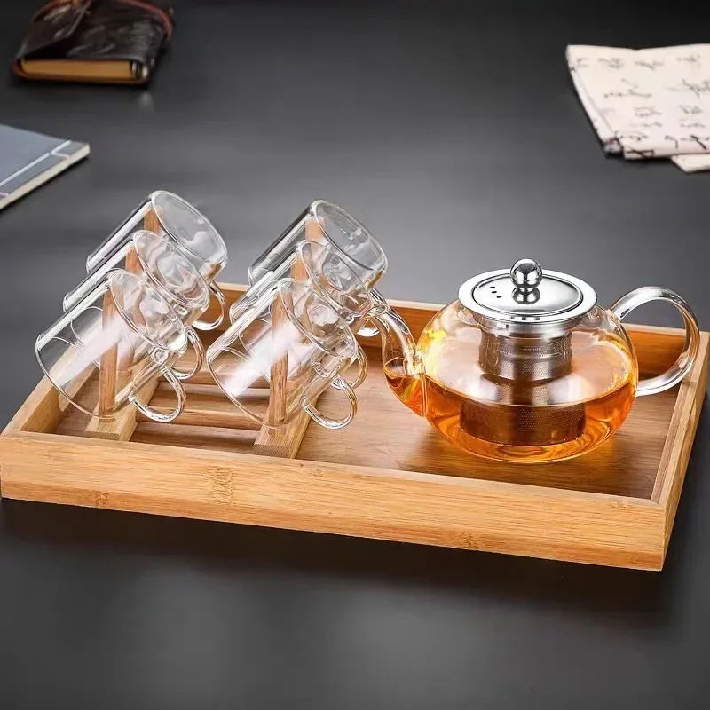 Heat Resistant Glass Tea Pot Thicken Heated Container Tea Pot with Stainless Steel Infuser Clear Kettle High Quality Teapot