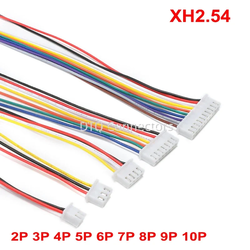 10PCS XH2.54 2.54mm Pitch Male Wire Cable Connectors 2/3/4/5/6/7/8/9/10 Pins 100MM/200MM Length 26AWG Battery Charging Cables