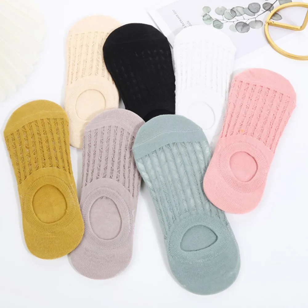 5pair/bag summer thin socks silicone breathable candy color invisible socks kids boat socks boy vertical grain hole mesh socks