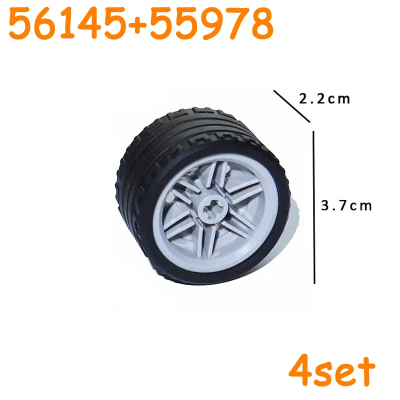 Technisches Reifenrad, Auto-LKW-Räder, Nabe, Steine, MOC, Motorrad-Reifen und Felgenbausteine, 56145, 44309, 86652, 32019 15038 23798