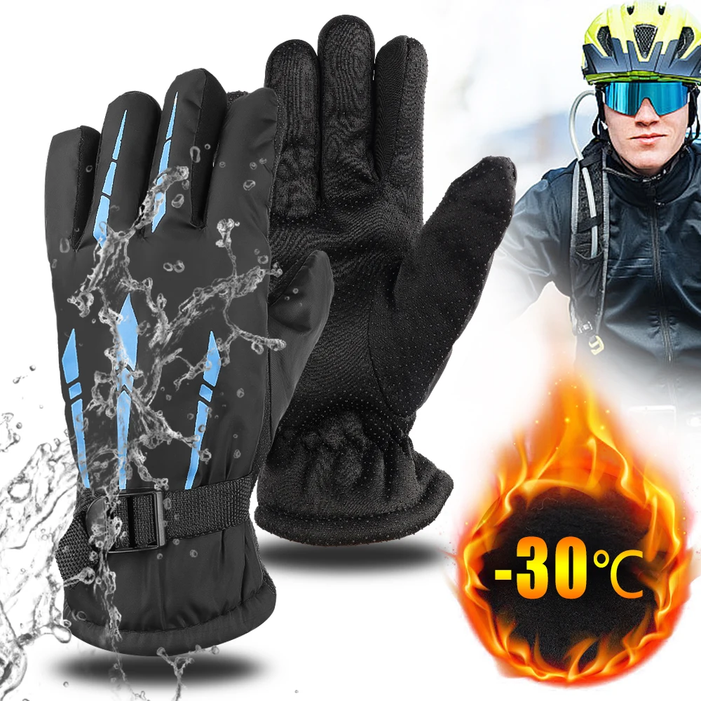 

Men Winter Warm Gloves Thicken Gloves Male Outdoors Waterproof Wool Ski Gloves Cycling Gloves Sports Running Motorcycle Gloves