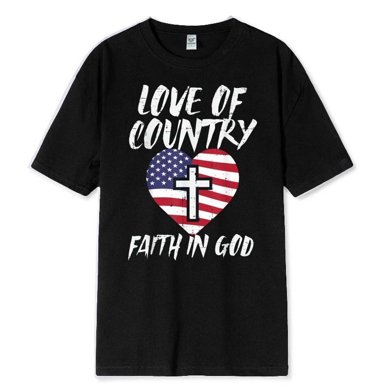 

Love Country Faith in God US Flag Christian Men Women Cotton T-Shirt Graphic T Shirts Men Clothing Vintage T Shirt Funny T Shirt