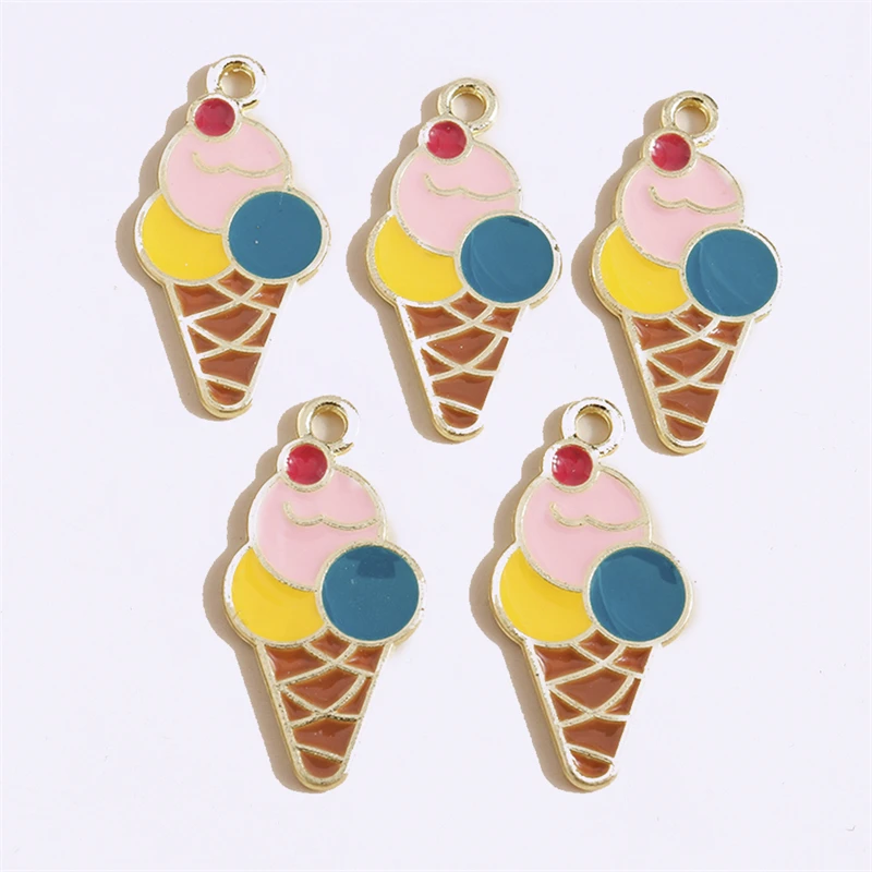 

Duarte 20Pcs/Lot Cute Enamel Summer Food Ice Cream Charms Pendants for Jewelry Making Earrings Necklaces DIY Crafts Accessories