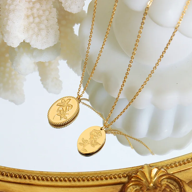 الفولاذ المقاوم للصدأ قلادة زهرة قلادة مطلية بالذهب سلسلة خمر مجوهرات سانت مايكل نورس الذئب مخلب رمز الملحقات