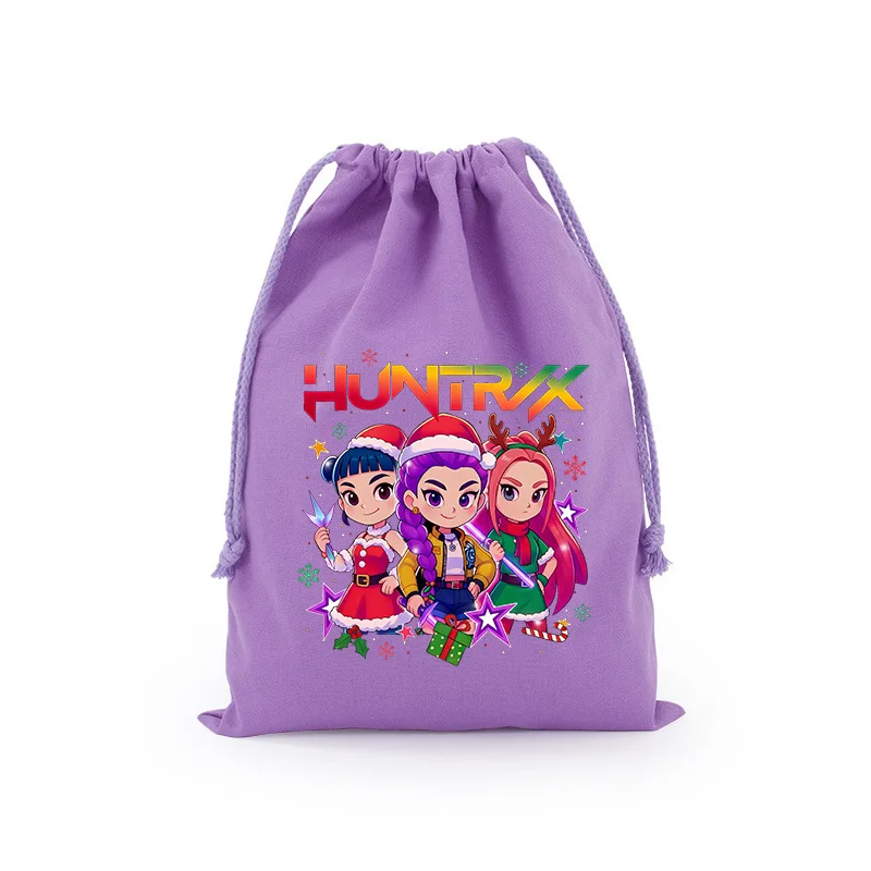 Bolsa de regalo con cordón KPop Demon Hunters, bolsa organizadora de almacenamiento para fiesta de Navidad y Halloween, bolsa de aseo con bolsillo de tela, regalo de Navidad