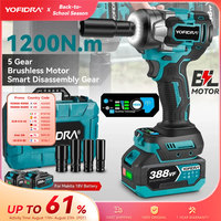 YOFIDRA Brushless 1200N.M Torque  Electric Impact Wrench Cordless Electric Wrench Screwdriver Power Tools For Makita 18V Battery