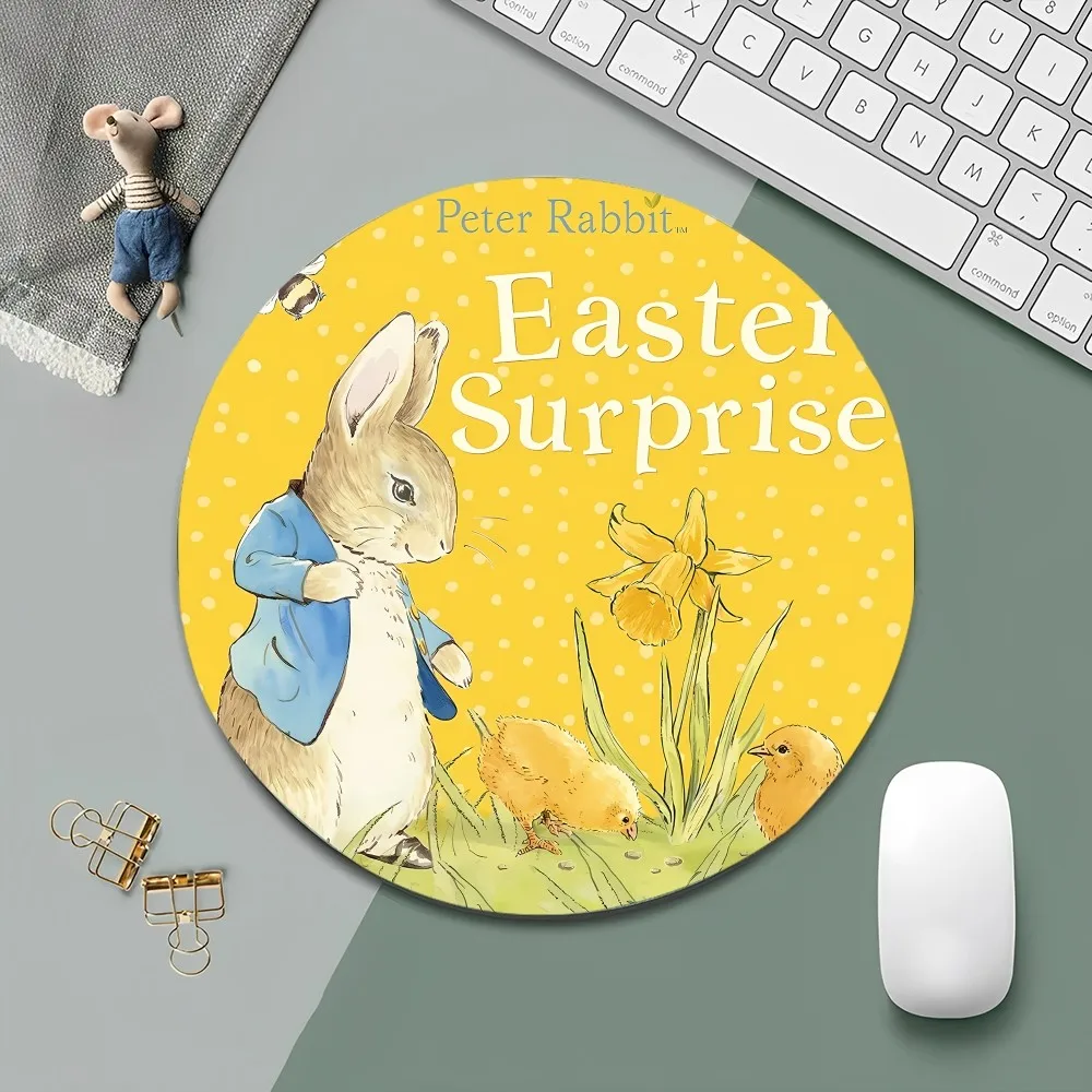 Cartoon P-Peter R-Rabbit Mousepad DIY Round Thickened Mouse Pad Oversized Gaming Keyboard Table Mat Desk Set Accessories