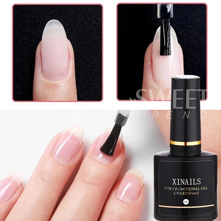 7-in-1 Nail Glue Gel Nail Polish Clear Transparent Function LED Soak Off Nail Art Gel Varnish Thickness Top Coat Base Gel