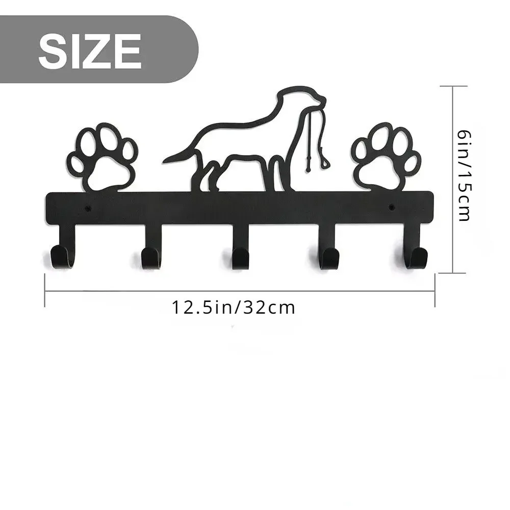 Metal Paw Pet Dog Hanger 5 Hooks Coat Key Lead Leash Wall Rack Holder Organizer, Towel Rack,Organizer,Storage Rack, Iron Art