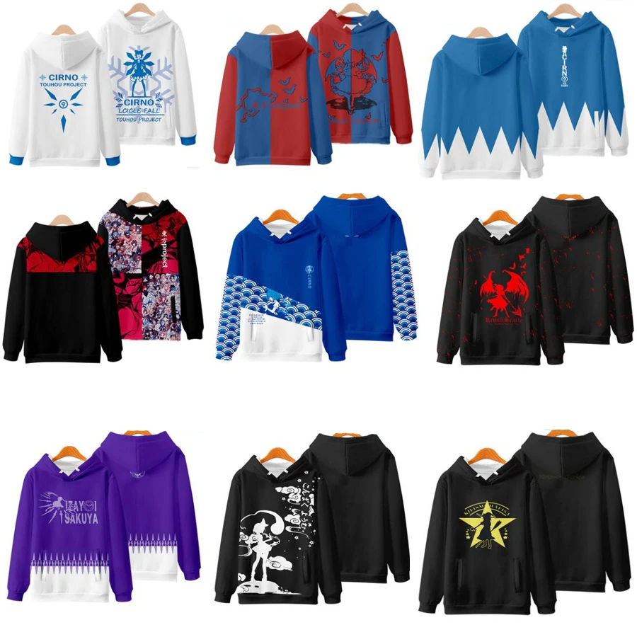 newAnime Touhou Project Men/women Costume Cirno Sakuya Izayoi Remilia Scarlet Flandre Scarlet Yuyuko Kids 3D Hoodies Sweatshirts