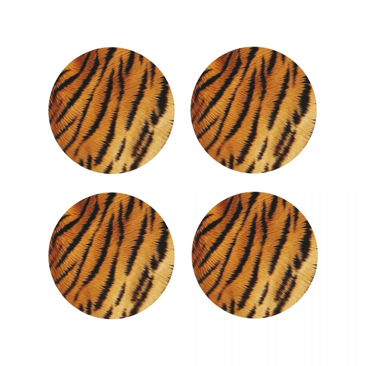 Tiger Skin Coasters Kitchen Placemats Non-slip Insulation Cup Coffee Mats For Decor Home Tableware Pads Set of 4