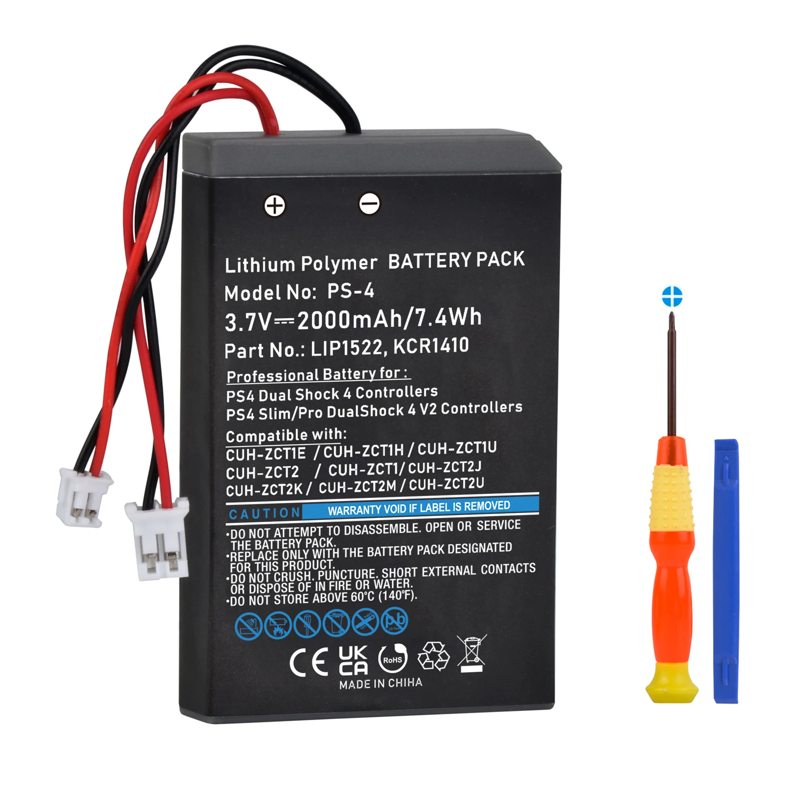 2000mAh Rechargeable KCR1410 Battery for SONY PS4 PS4 Pro Slim LIP1522 Dualshock 4 V1 V2 Wireless Controller Playstation GamePad