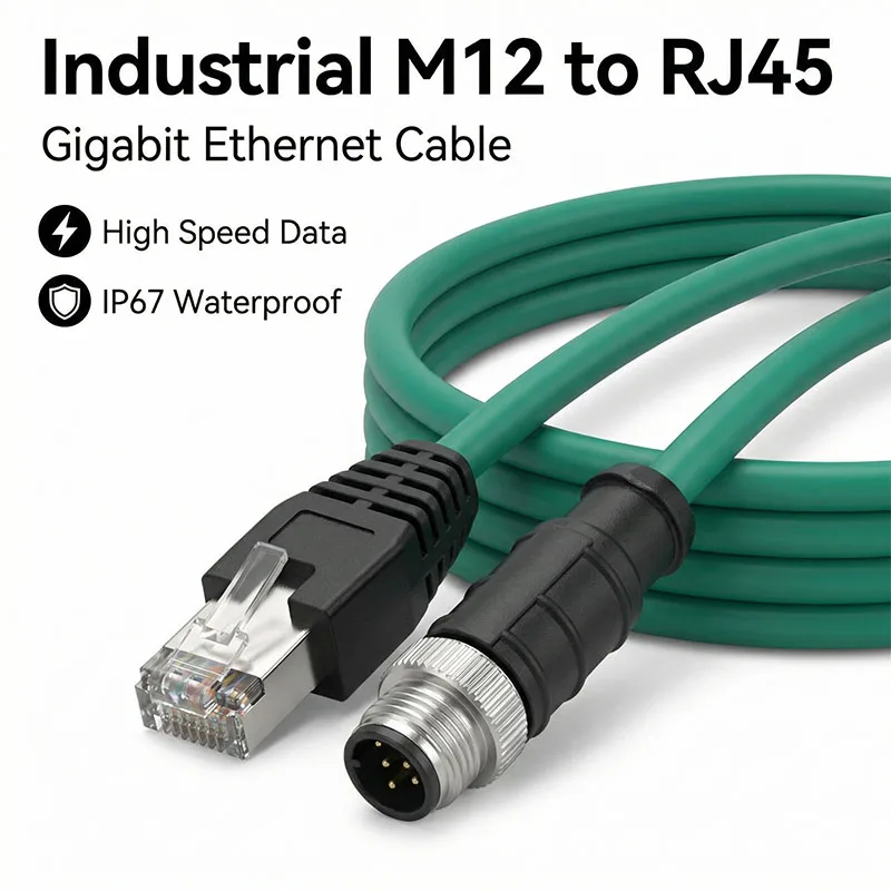 M12 To RJ45 Encoded Line Ethernet Cable Straight Plug With 1/2/3/4/5/6/7m 8Pins M12 X-type Coding Wire Industrial Ethernet Cable