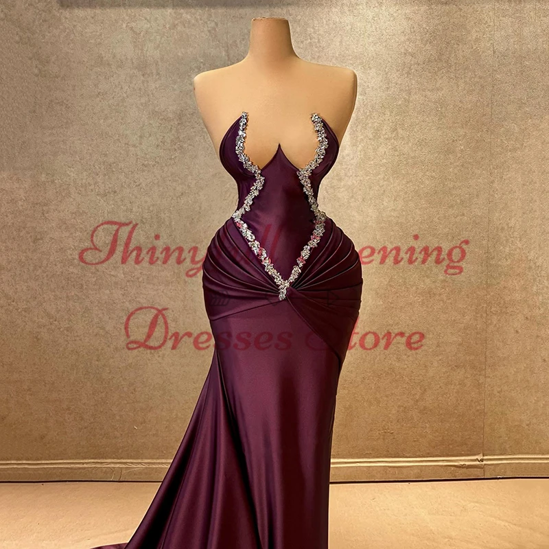 Thinyfull Formal Mermaid Prom Dresses Beadings Floor Length Evening Dress Party Dress Saudi Arabia Cocktail Gowns Custom Size