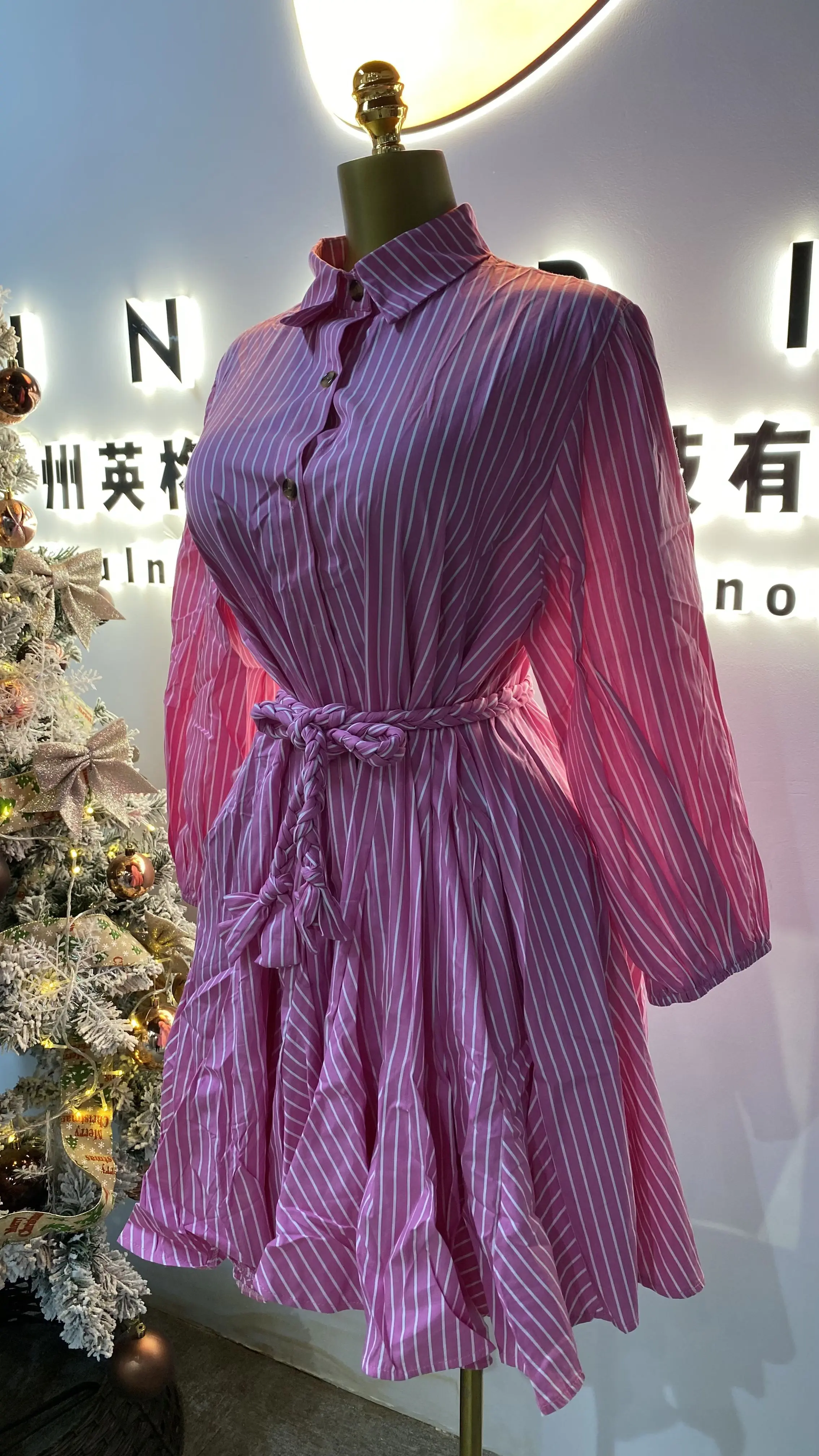 Women's wholesale new lightweight luxury nail diamond fashion single breasted swing dress-GZXX396