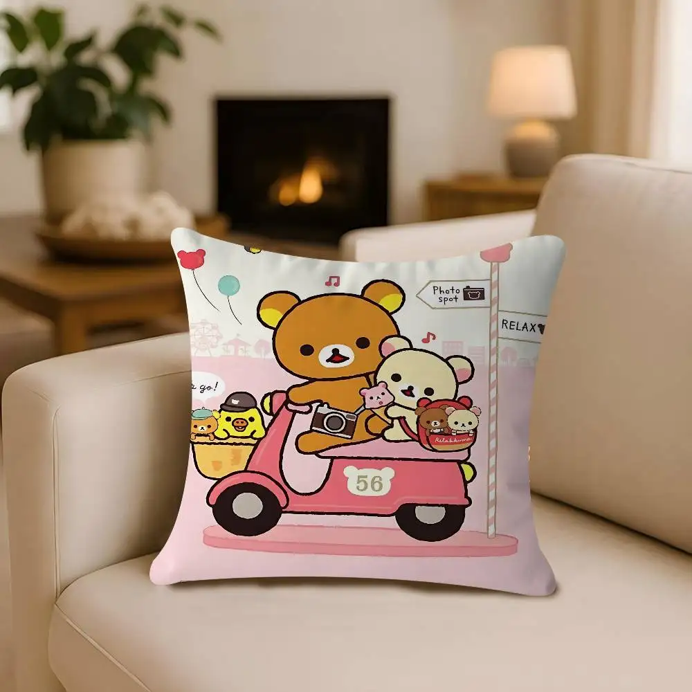

Cartoon R-Rilakkuma Decorative Room Aesthetics Pillow Case Home Decor Bedroom Sofa Bed Couch Pillow Cover 45x45