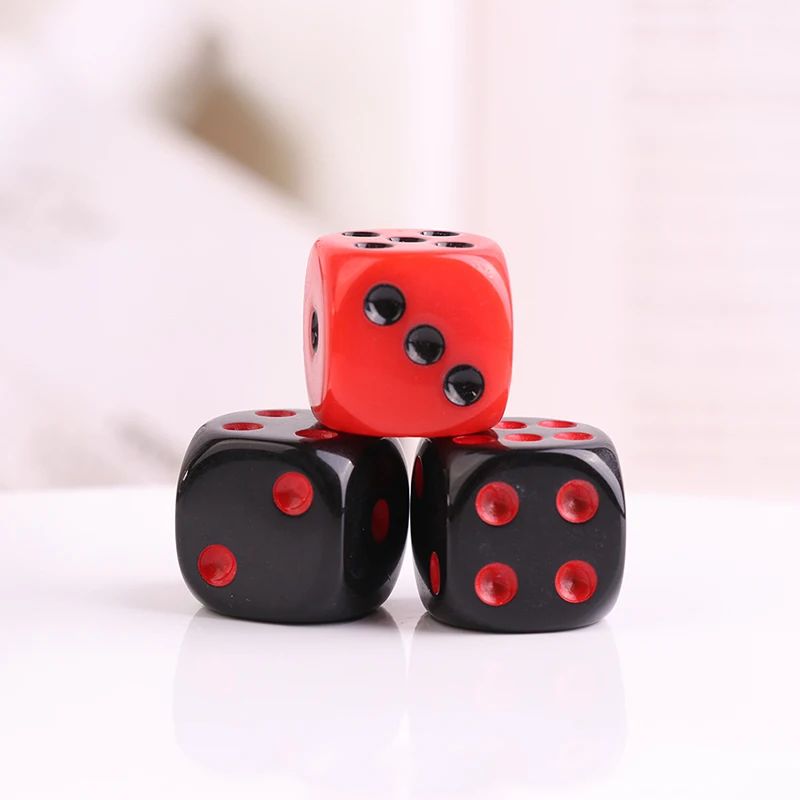 10Pcs High Quality 16mm Red Black Six Sided Spot D6 Playing Games Dice Set Opaque Dice For Bar Pub Club Party Board Game image 3