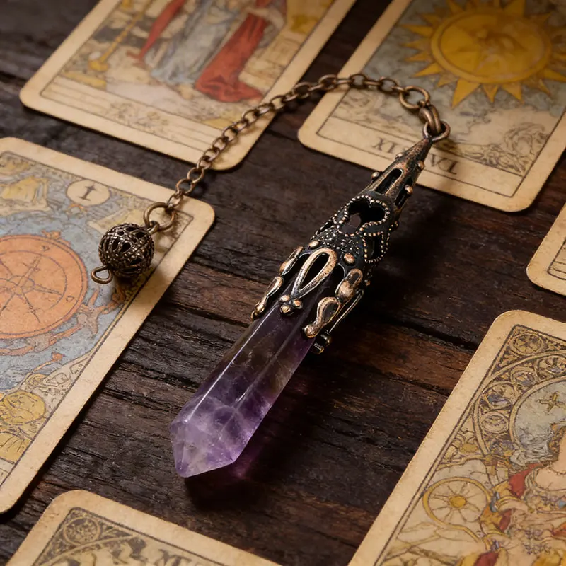 Reiki Natural Stone Crystals Pendulum for Divination  Amethysts Black Obsidian Pendant Healing Point Quartz Spiritual  Pendulos