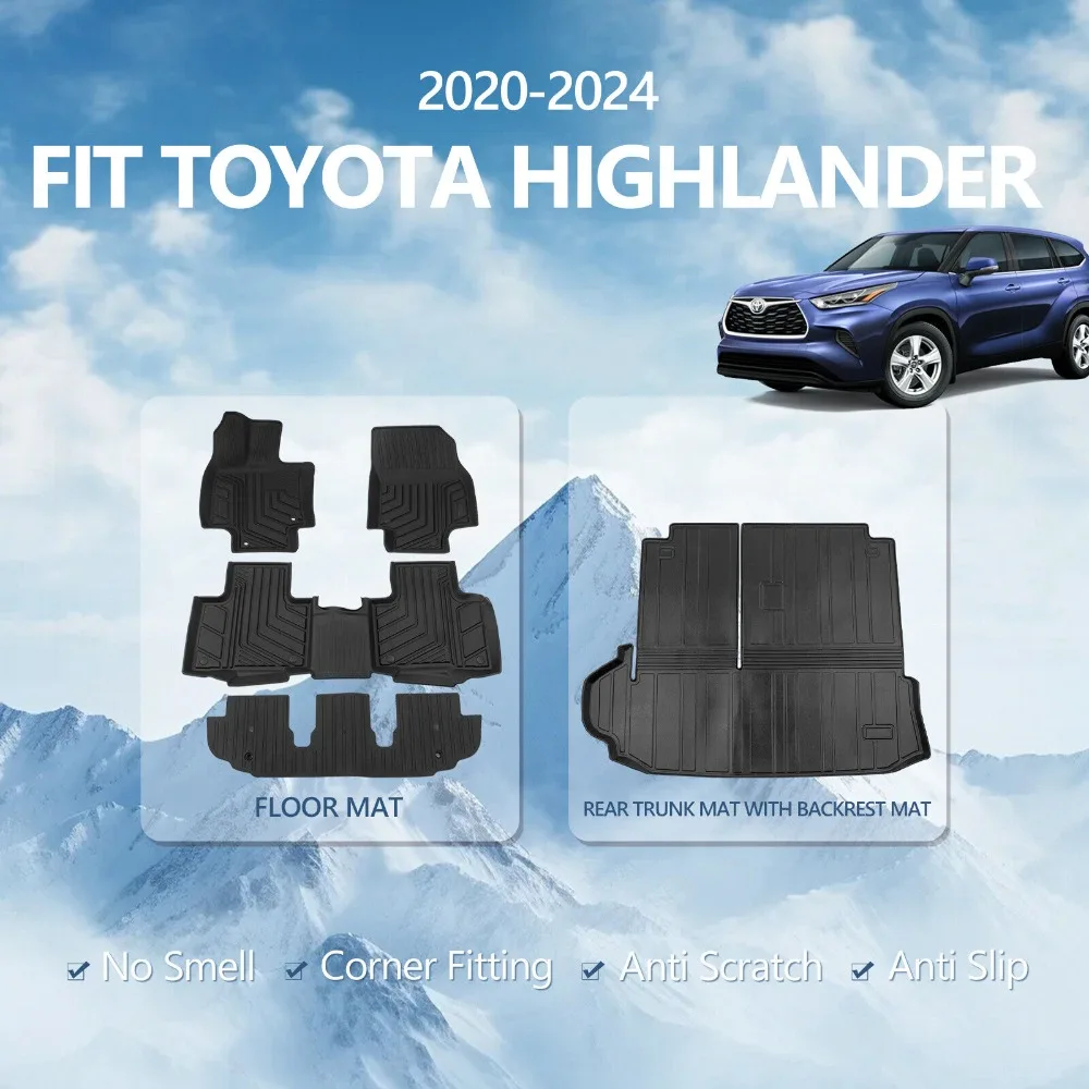 

Fit 2020-2024 Toyota Highlander Floor Mats Trunk Mats Cargo Liners All Weather United States