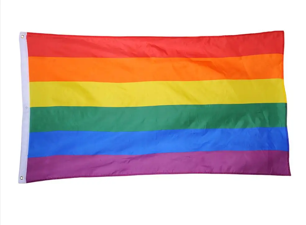 200PCS Rainbow Flags Lesbian Gay Parade Banners LGBT Pride Flag Polyester Colorful Rainbow Flag for Decoration 90x150cm