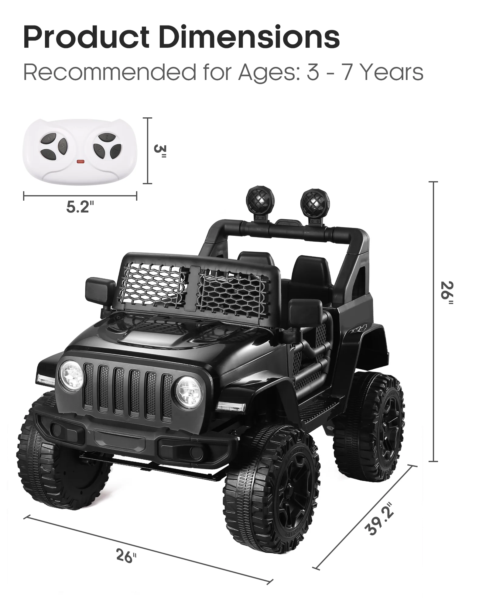 Power Ride on Truck Car for Kids, Controle Remoto dos Pais, Música Bluetooth, Suspensão de Primavera, Luzes LED, 12V