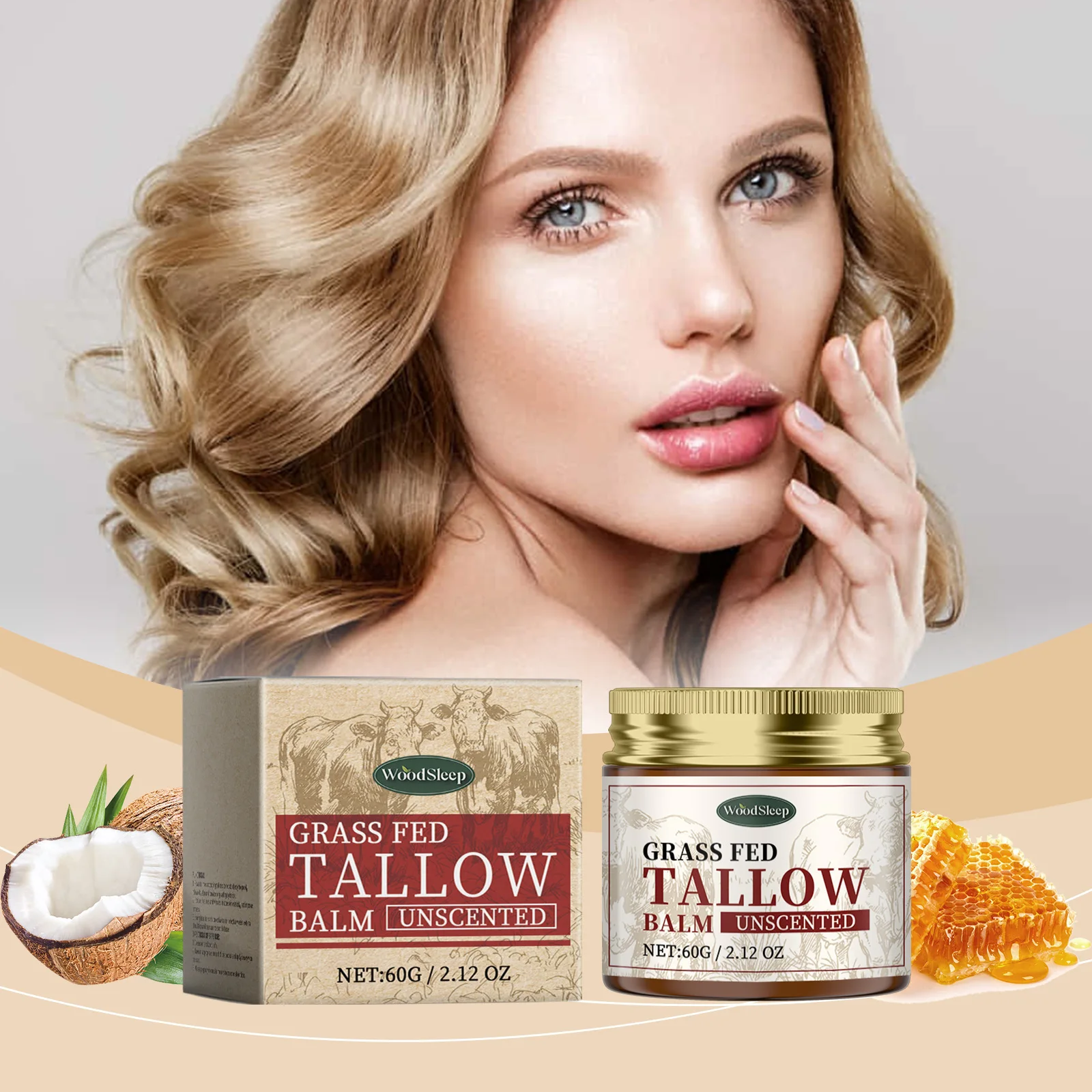 

Tallow Face Moisturizer Nourish Dryness Keep Smooth Deep Hydrating Improve Elasticity Fades Fine Lines Body Skin Care Creams 60g