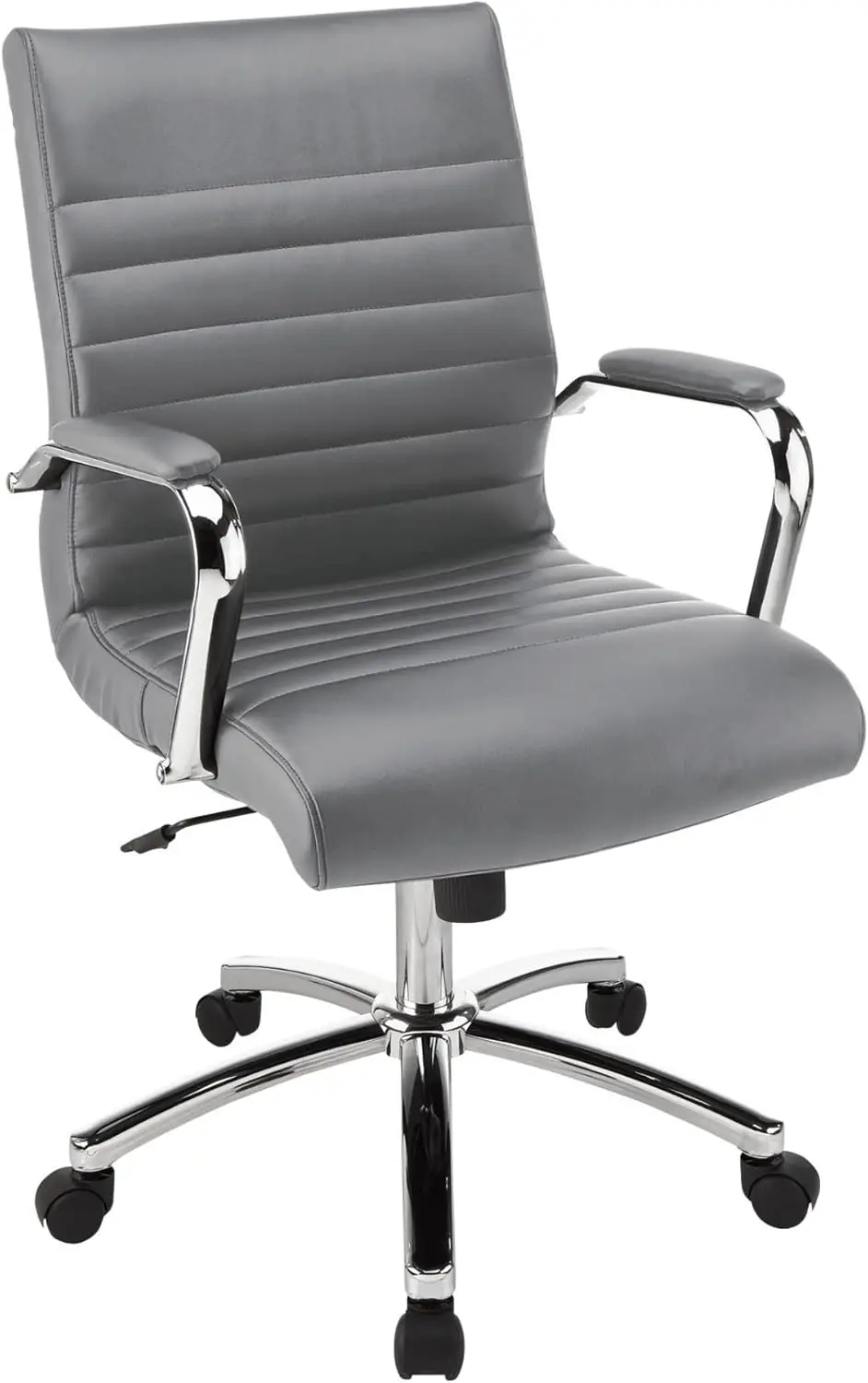 Modern Comfort Gray Office Chair Bonded Leather Mid-Back Winsley Series Ergonomic COMFY Furniture Study Work Home