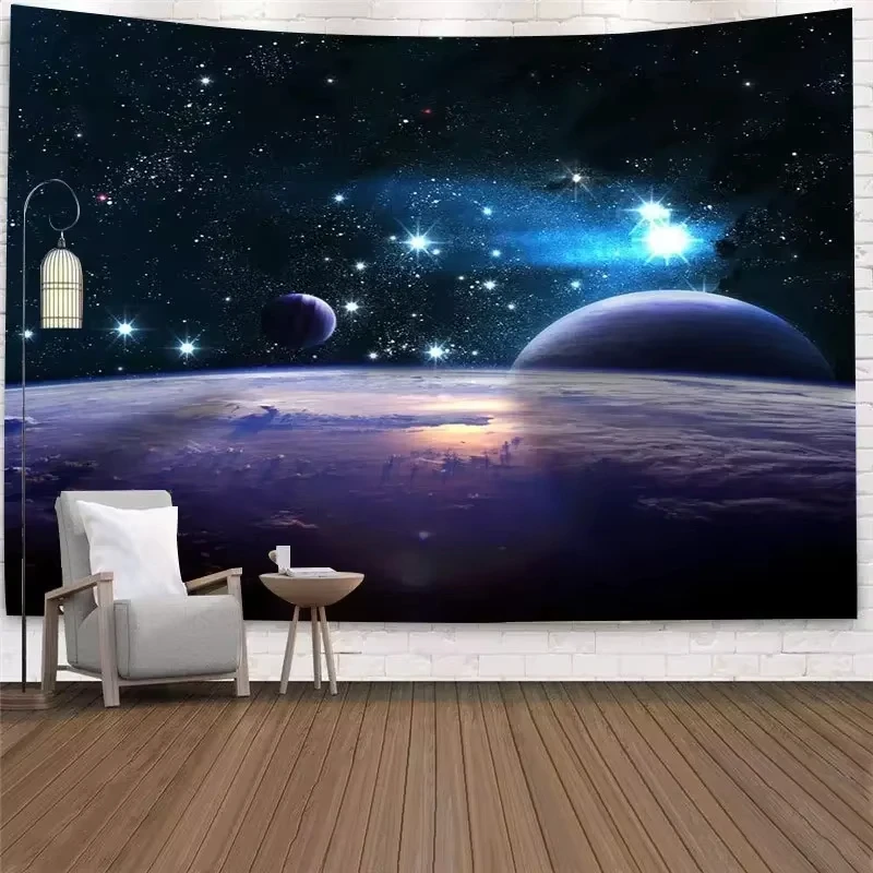 غامض الكون السماء المرصعة بالنجوم الفضاء تريبي الجدار الشنق مخدر ستار المفروشات لغرفة النوم قماش صوفي السجاد نسيج المنزل