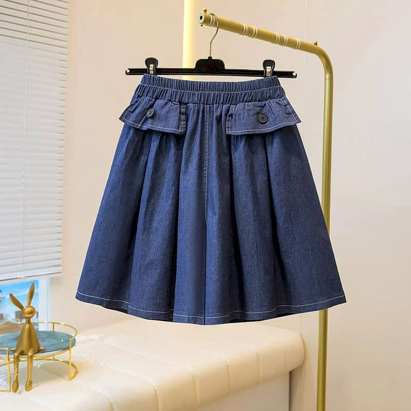 

Denim Shorts Women 2026 New Summer Wear Vintage Elastic Waisted Wide Leg Pants Casual Loose A-line Jean Shorts Women Clothing