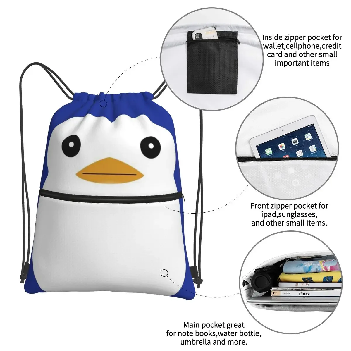 Mawaru Penguindrum-Pinguim No. 2 Mochilas, Drawstring Bag, Drawstring Bundle Pocket, Diversos sacos para viagem, esporte, homem e mulher