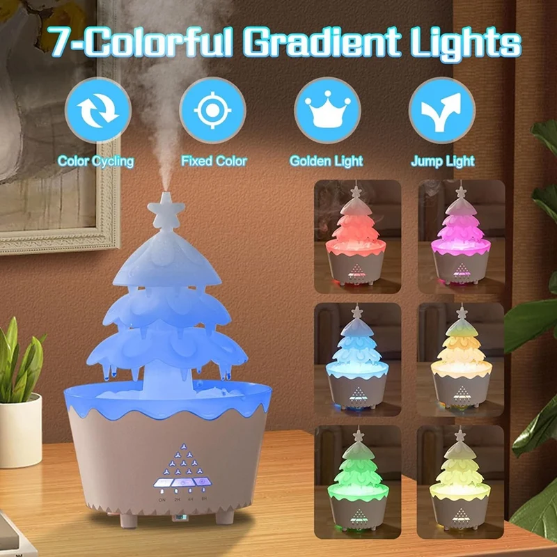 Lucky Tree Aromatherapy Essential Oil Diffusers Rotatable Water Drip Humidifier For Home 250Ml 7 Color Lights