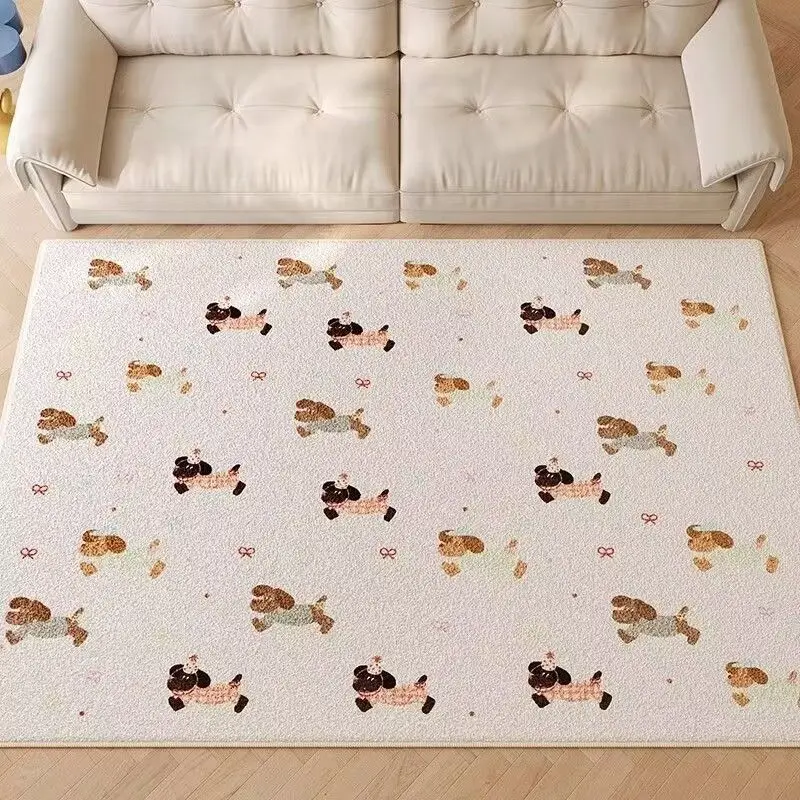 

VIKAMA Cartoon Puppy Carpet For Bedroom, Living Room, Entrance Door Mat, Hallway Entrance Mat, Cream Style Home Decoration