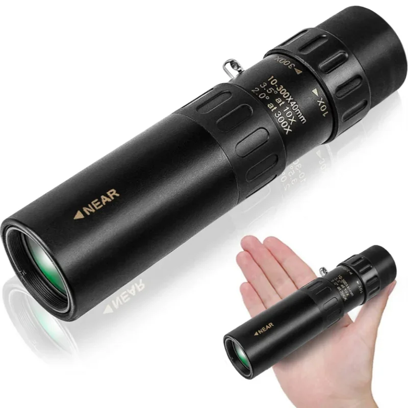 Telescópio portátil de zoom forte, monocular profissional, longo alcance, binóculos 10-300x40, 4K HD, BAK4-Prisms, apto para caça, camping