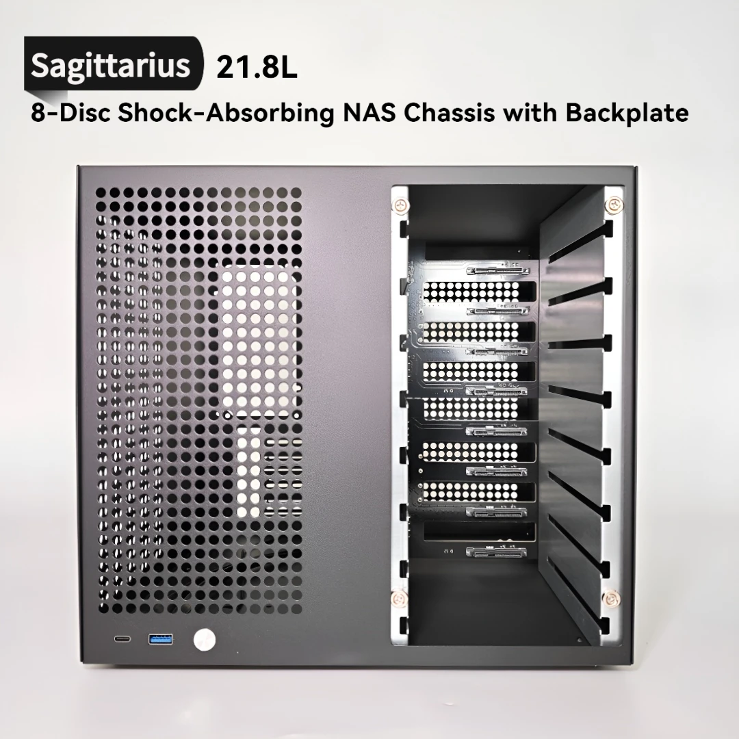 

VBNM Sagittarius 8-bay NAS Computer Chassis with ATX Power Supply, MATX Motherboard, Full-height PCIE, 21.8L