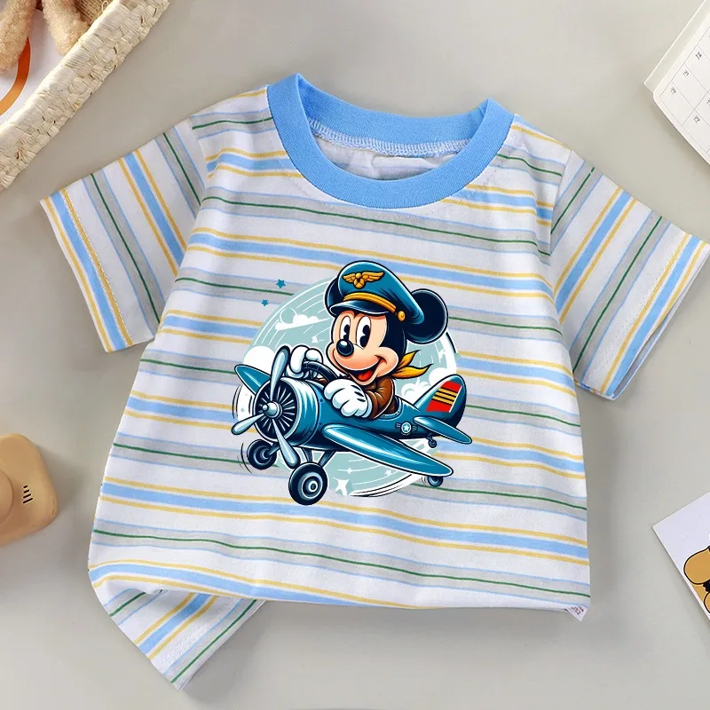Minnie Topolino Bambini T-shirt a righe Ragazzi Ragazze Estate Moda Tee Cartoon Anime Stampa grafica Top Abbigliamento per bambini Regali