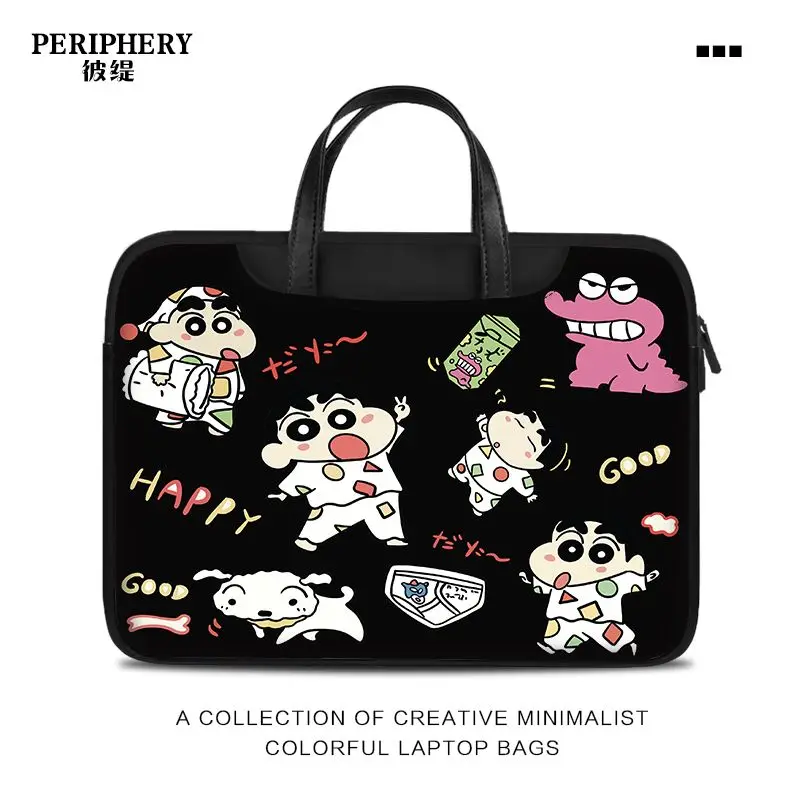 

New Miniso Anime Crayon Shinchan PU Waterproof Laptop Bag for Apple/Dell/HP 13.3/14/15.6/16 Inch, Creative Gift for Anime Fans